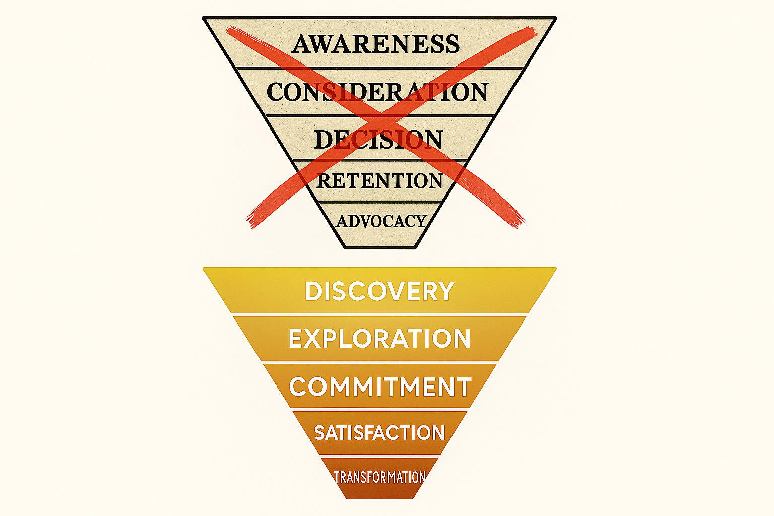 The old funnel vs. the new funnel.