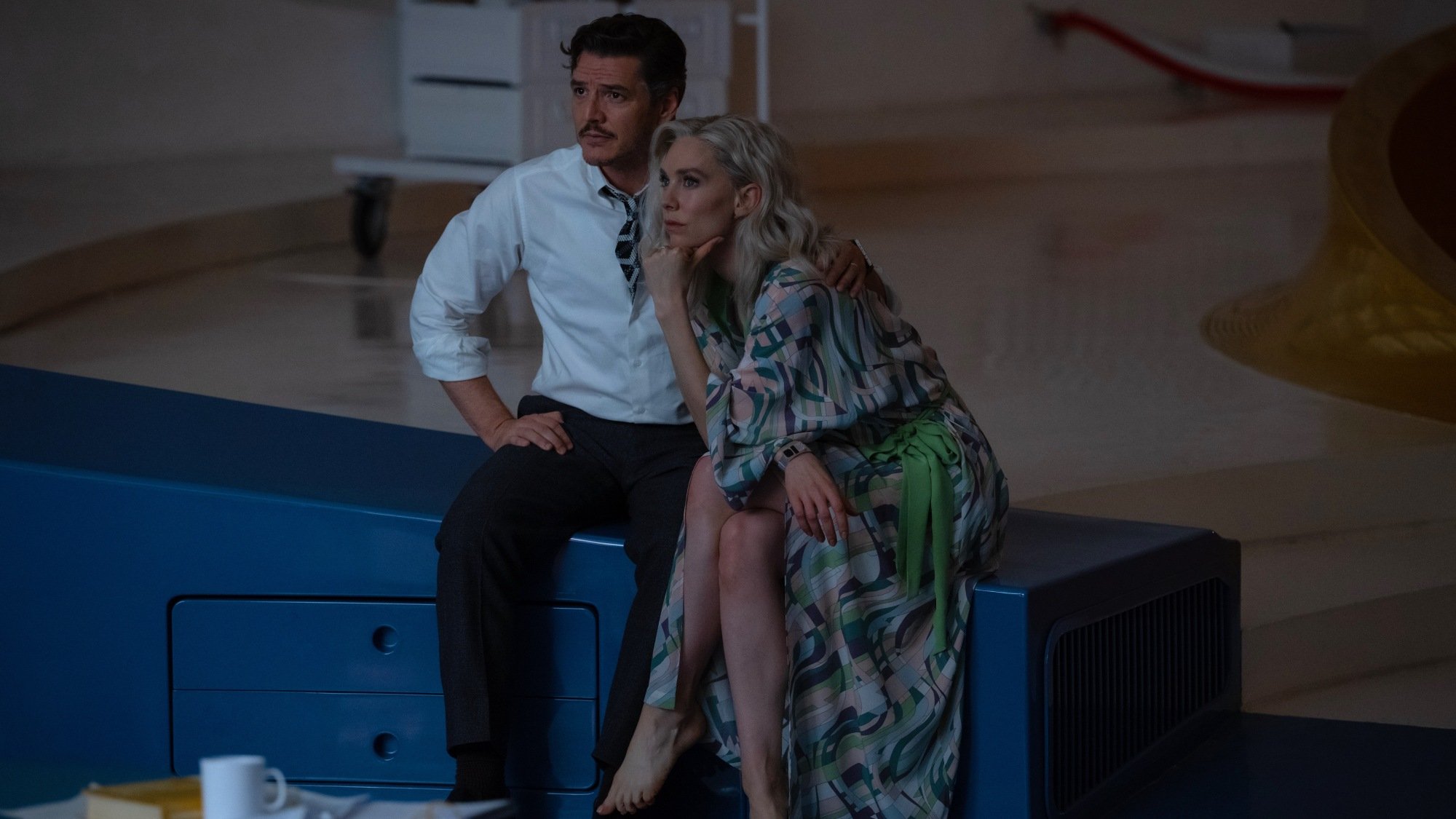 Pedro Pascal as Reed Richards/Mister Fantastic and Vanessa Kirby as Sue Storm/Invisible Woman in "Fantastic Four: First Steps."