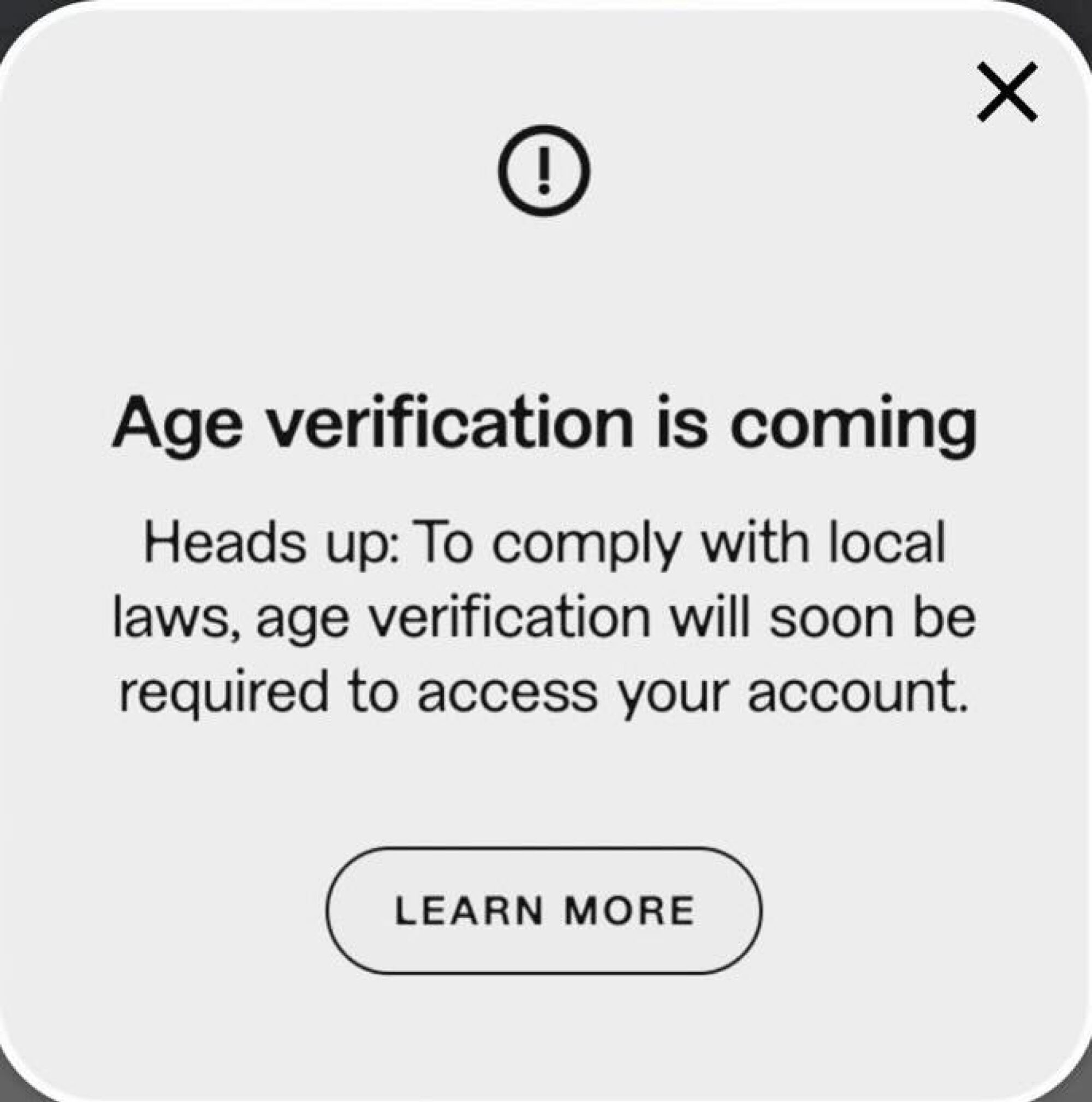age verification pop-up in Feeld