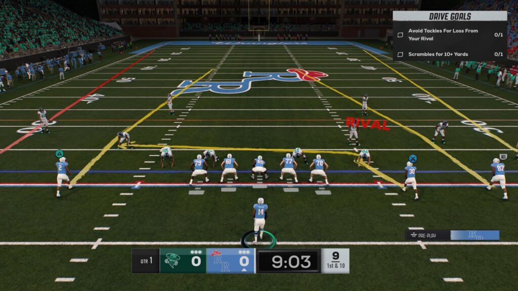 A video game rendering of a marching band performing for the Lousiana-Layfayette University Ragin Cajun