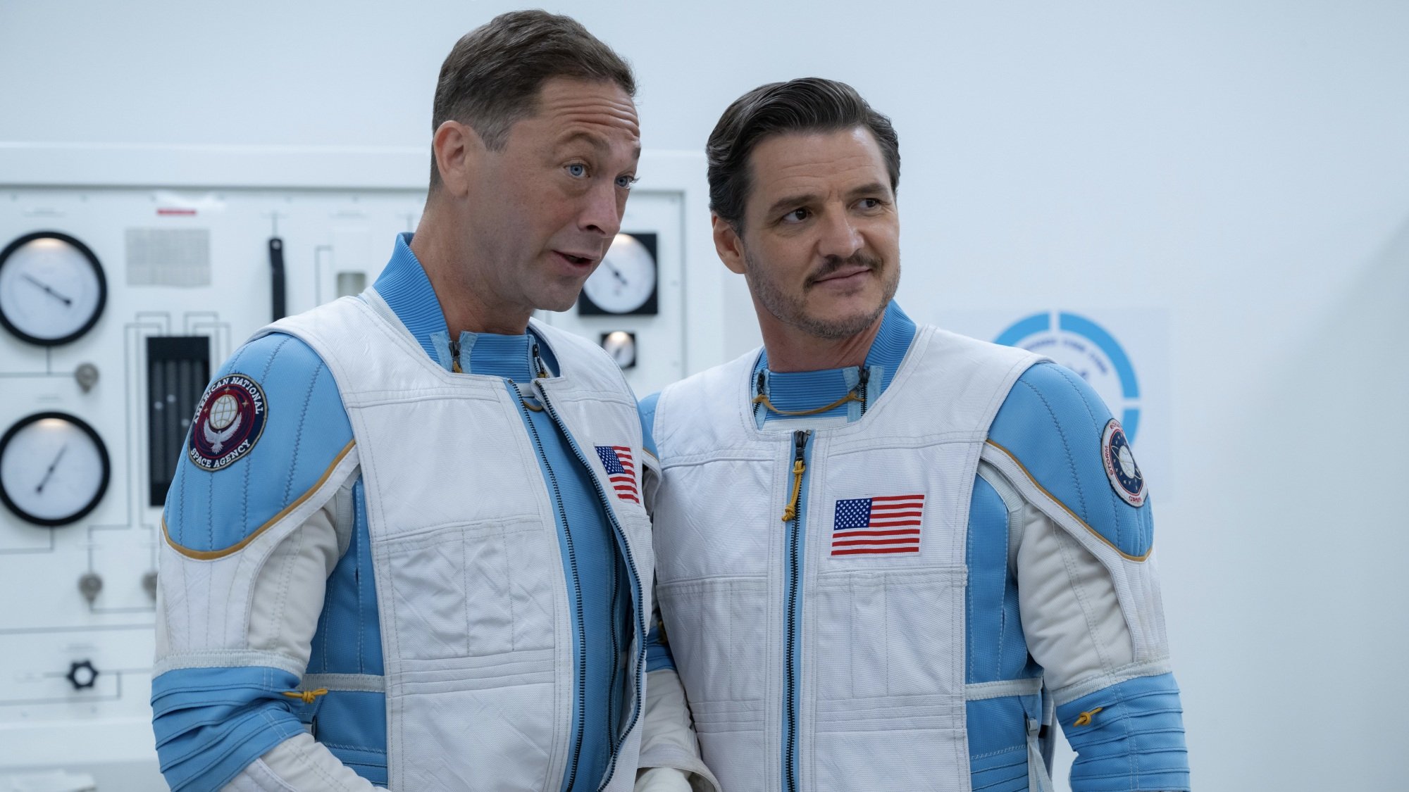 Ebon Moss-Bachrach and Pedro Pascal in "The Fantastic Four: First Steps."
