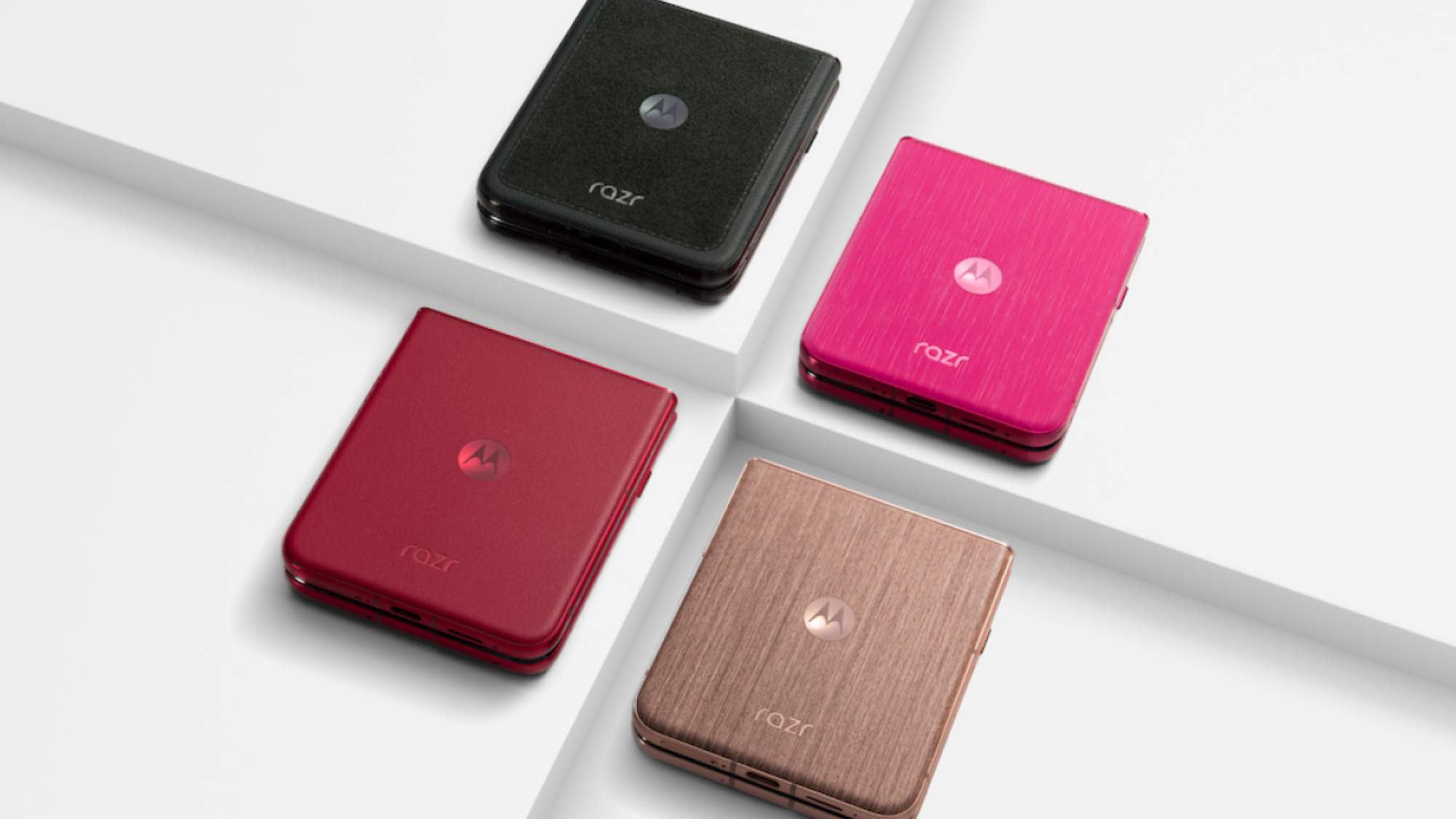 four motorola razr ultra smartphones in a grid