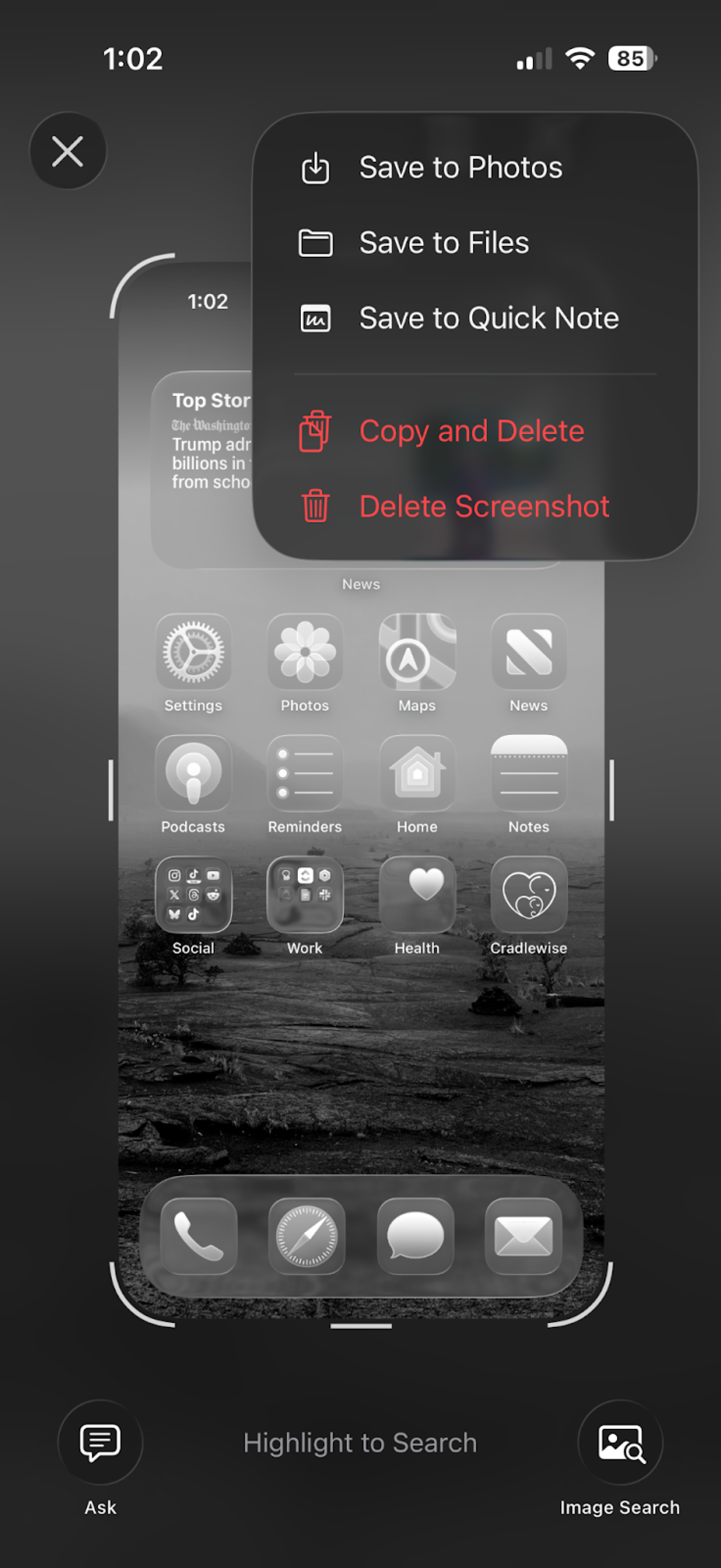 screenshot tool in ios 26 beta