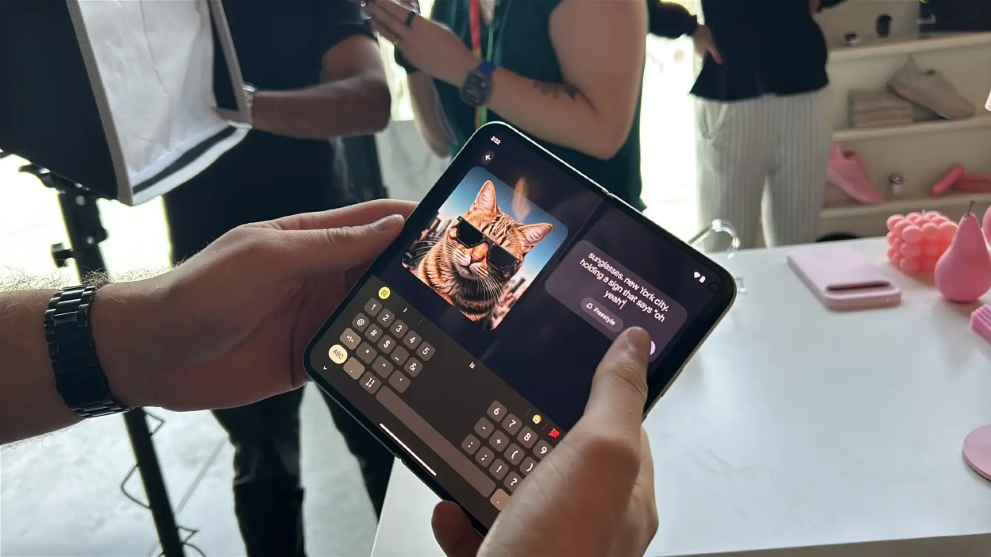a person holding open the pixel 9 pro fold
