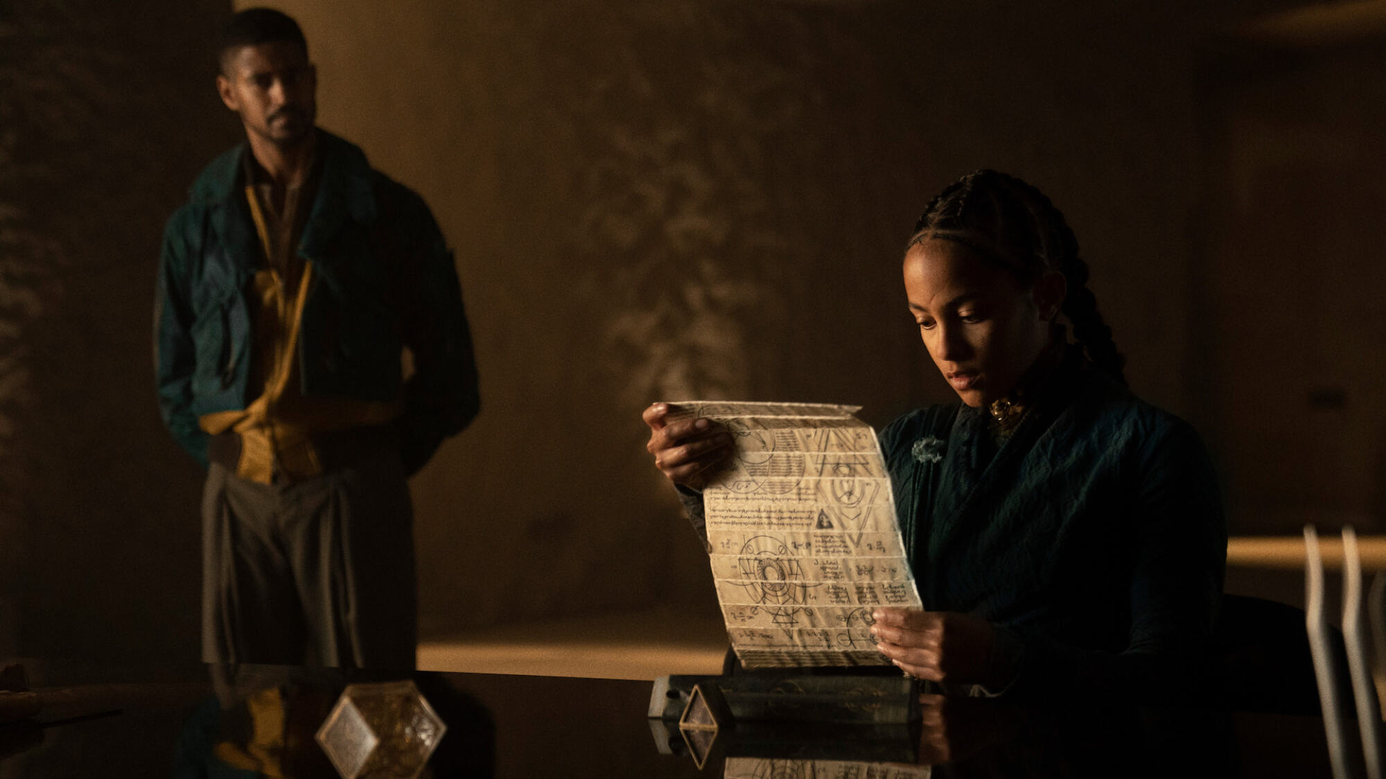 Alfred Enoch and Lou Llobell in "Foundation."