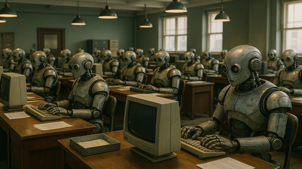 Robots working in an office.