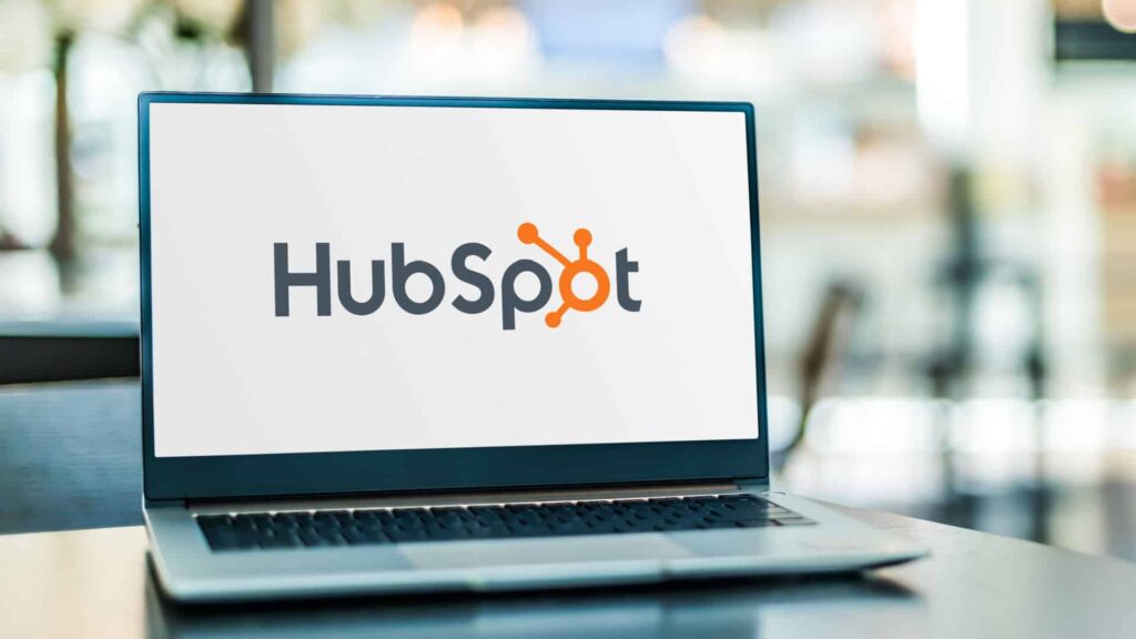 Laptop computer displaying HubSpot