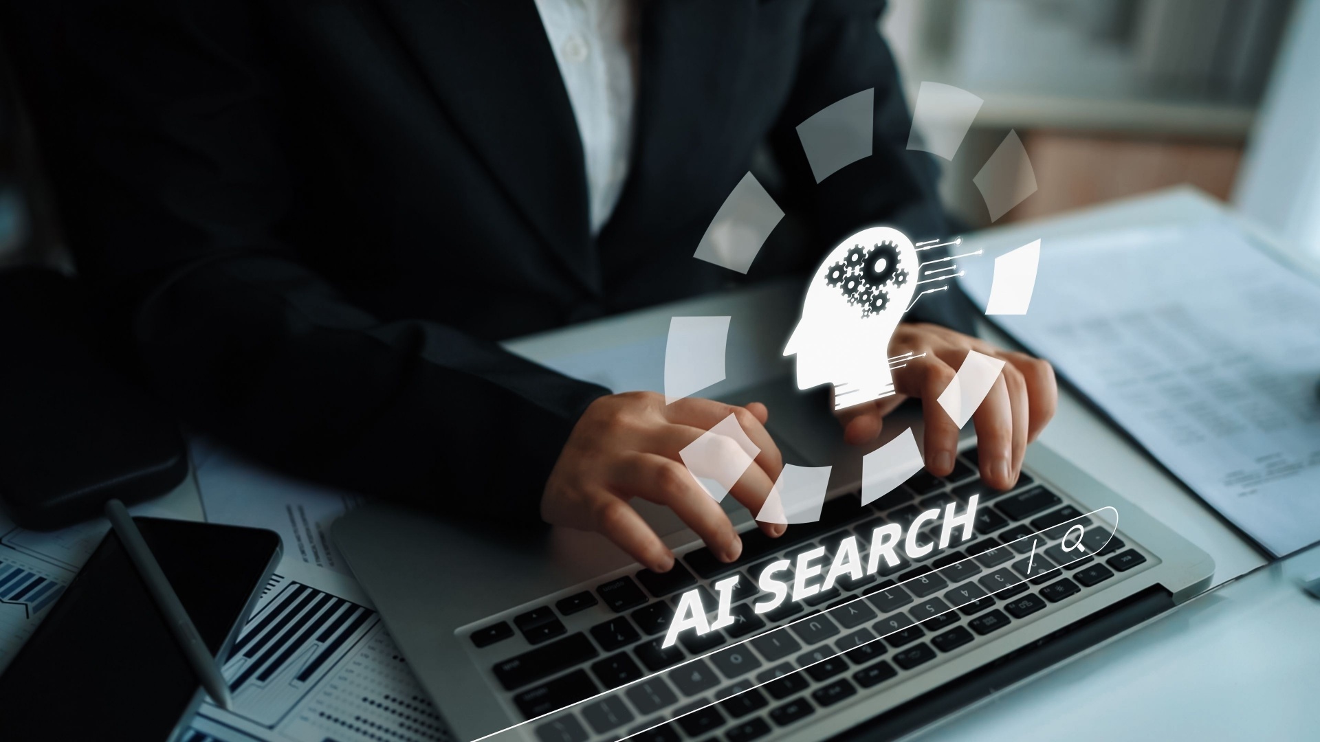 Website and AI search concept