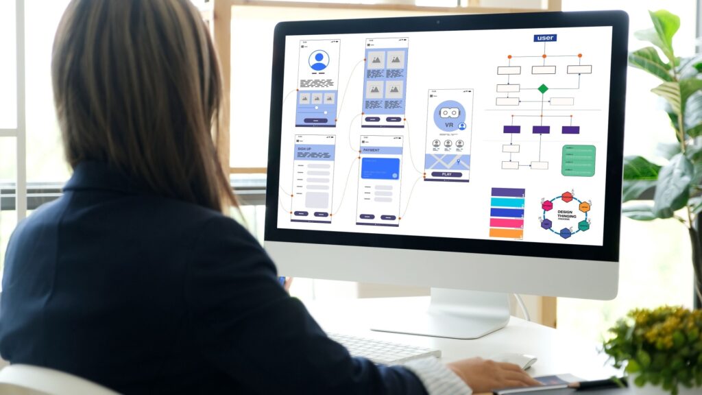 Website designer working on mobile site UI