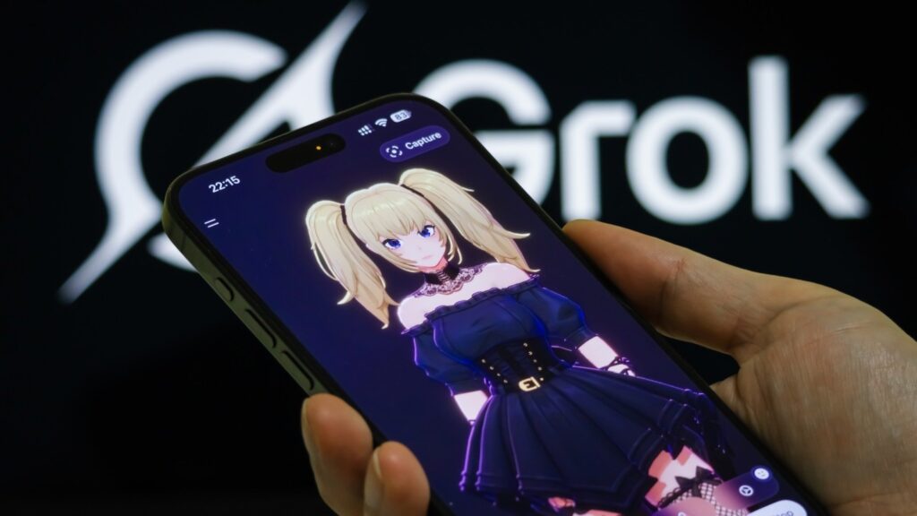 The Grok app on a smartphone with a mars wallpaper