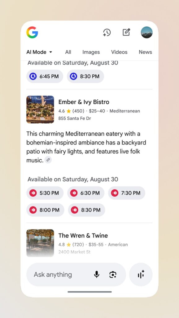 AI Mode on a smartphone screen