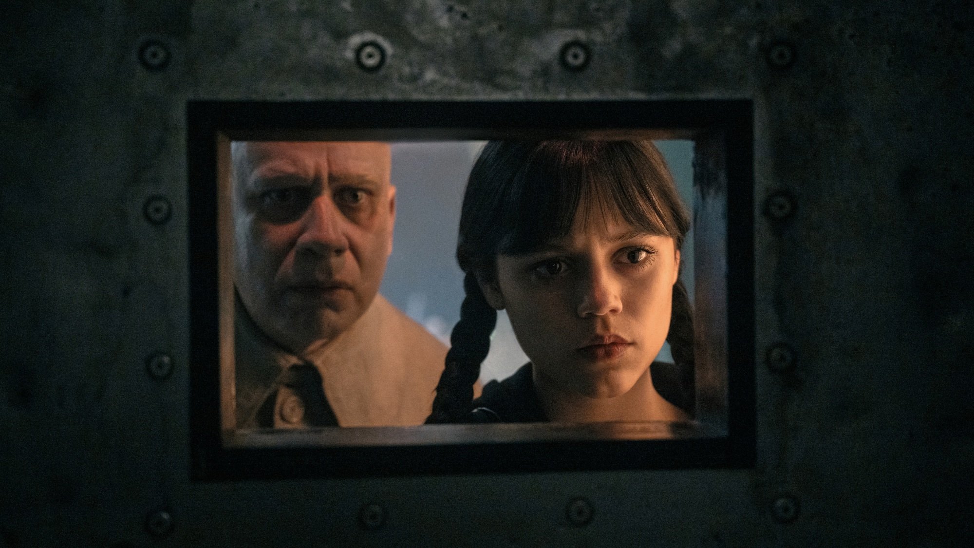 Fred Armisen and Jenna Ortega in "Wednesday."