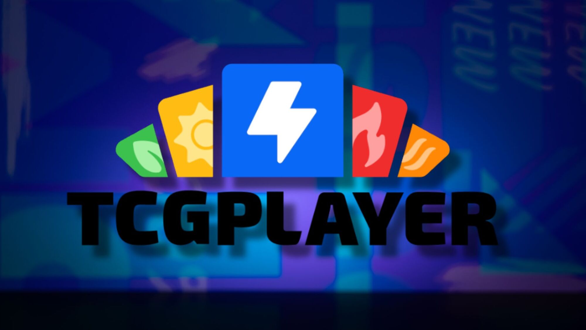 TCGPlayer logo on a blue patterned background