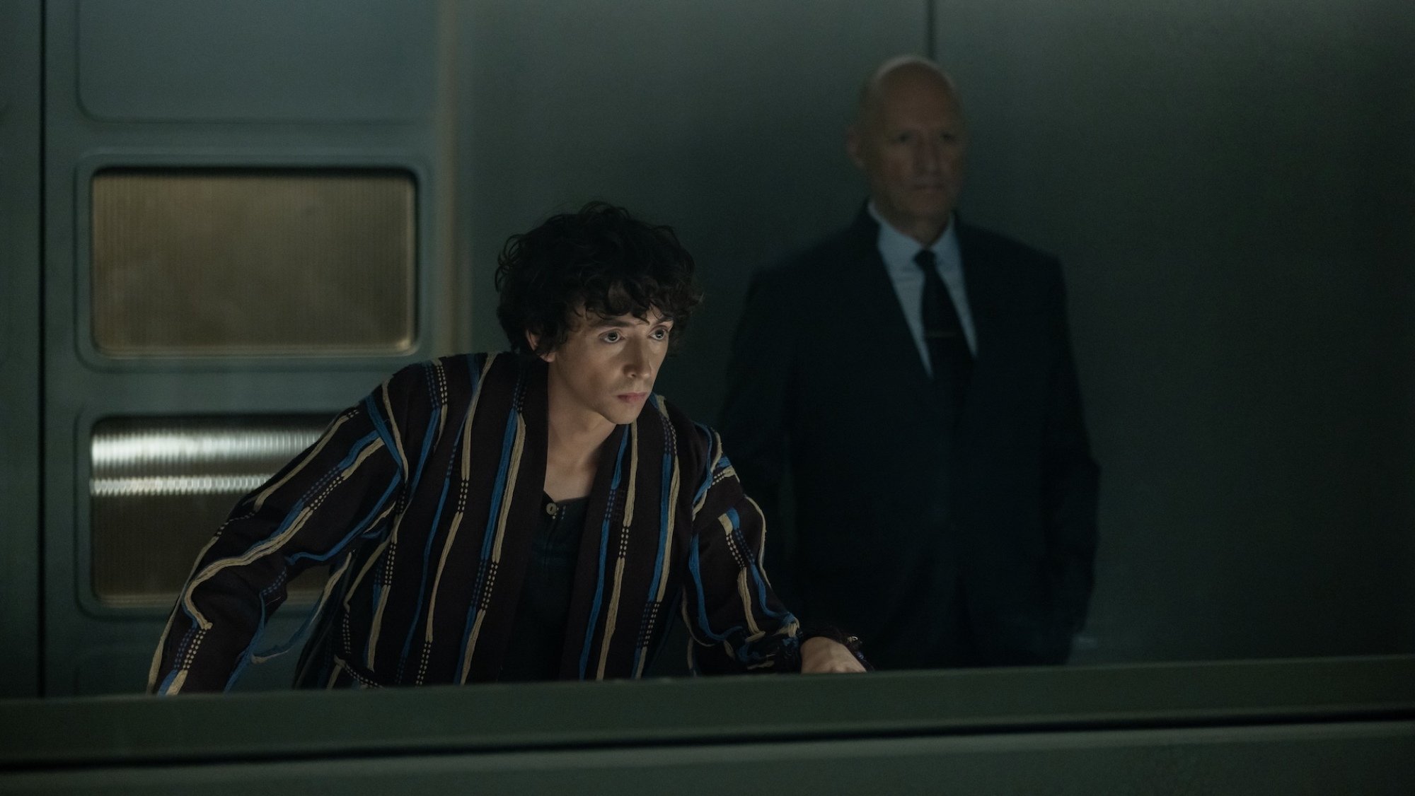 Samuel Blenkin as Boy Kavalier and Ade Emondson as Atom Eins in "Alien: Earth."
