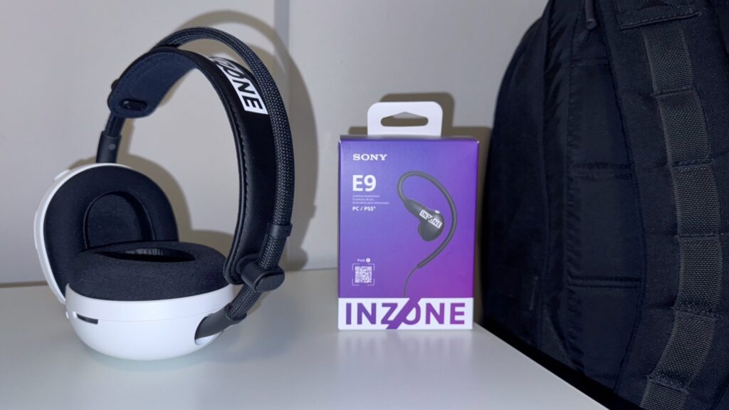 sony inzone gaming products in boxes next to backpack